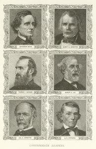 Confederate Leaders, Jefferson Davis, Albert S Johnston, Thomas J Jackson, Robert E Lee, Joseph E Johnston, A H Stephens by American School