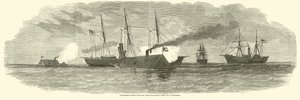Confederate Rams Engaging the Blockading Fleet off Charleston, January 1863 by American School