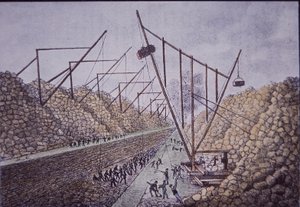 Construction Derricks Near Lockport, Erie Canal