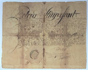 Deed Signed by Peter Stuyvesant, Director General of New Netherland, 15th May 1664 by American School