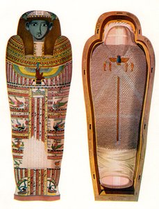 Egyptian Mummy and Sarcophagus by American School