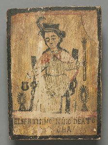 El Santo Nino de Atocha: saint of retablo by American School