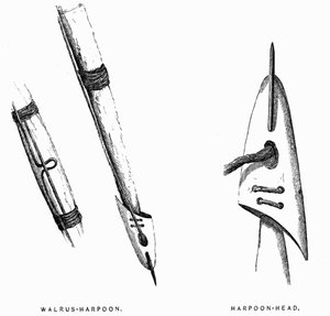 Eskimo Hunting Tools: Harpoons - Elisha Kent Kane, Arctic Explorations in the Years 1853-1855, vol. 1, p. 412, Philadelphia