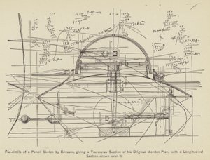 Fac-simile of a Pencil Sketch by Ericsson, giving a Transverse Section of his Original Monitor (engraving)