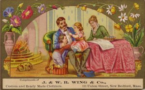 Family Relaxing by the Fire by American School