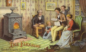 Family Gathering Around the Fireside by American School