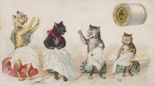Four Busy Cats Sewing by American School