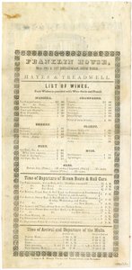 Franklin House Wine list for May 23, 1844 by American School