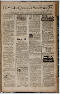 Front Page of the New York Journal and Patriot Register, 21st August 1793 by American School