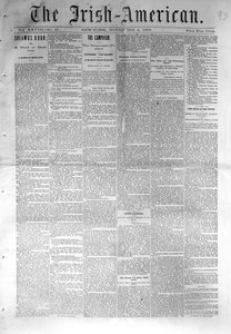 Front page of The Irish-American, published in New York, 4th November, 1876 by American School