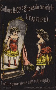 Girl Looking in Mirror at Red Boots