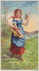 Girl Carrying Basket of Cherries