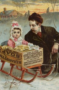Girl Sitting in Soap Box Sledge by American School