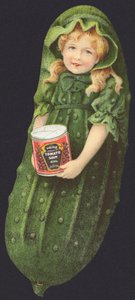 Girl Dressed as a Cucumber Holding a Can of Heinz Tomato Soup by American School