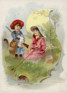 Girl Holding White Rabbit, Girl Fishing