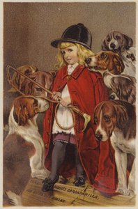 Girl in Hunting Jacket with Hounds by American School