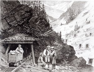 Gold and Silver Mining, Colorado - A Honey-Combed Mountain, from a drawing by Frenzeny and Tavernier by American School