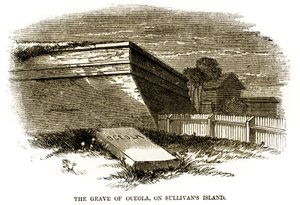 Grave of the Seminole chieftain Osceola, as it appeared beside the Northwestern Bastion of Fort Moultrie in 1860, just prior to the American Civil War