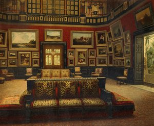 Great Hall, Van der Bilt Hotel in New York, Color engraving by American School