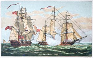 HMS Shannon vs the American Chesapeake in 1813 during the War of 1812 by American School