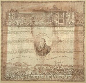 Handkerchief commemorating the arrival of General Lafayette (1757-1834) in 1824 by American School