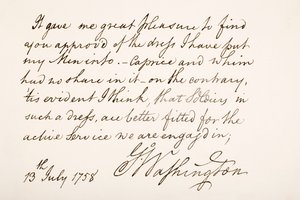 Handwriting and Signature of George Washington, 1758 by American School
