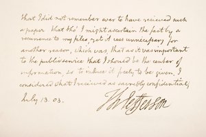 Handwriting and signature of Thomas Jefferson, 1803 by American School