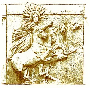 Helios Upon His Chariot, Illustration from History of Greece by Victor Duruy, Published 1890 by American School