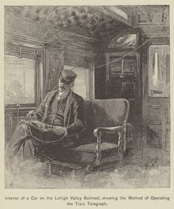 Interior of a Car on the Lehigh Valley Railroad, Showing the Method of Operating the Train Telegraph