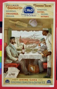 Interior of dining cars on the Cincinnati, Hamilton and Dayton Rail Road