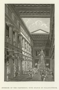 Interior of the Parthenon, with Statue of Pallas-Athene by American School