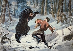 Jedediah Smith (1799-1831) being attacked by a Grizzly bear, c.1861