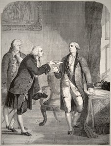 John Adams (1735-1826) as the First American Ambassador to the English Court, presenting his credentials to King George III (1738-1820) by American School