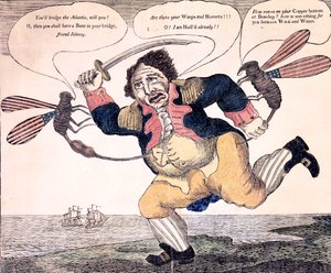 John Bull stung to agony by the Wasp and Hornet, c.1813 by American School
