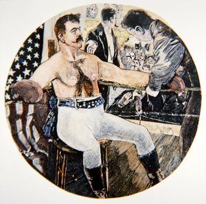 John L. Sullivan during his fight with James J. Corbett at New Orleans by American School