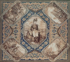 Kerchief with Portrait of Zachary Taylor and Battles of Mexican War by American School