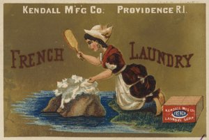 Lady Beating the Washing by American School