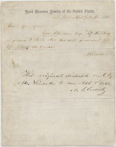 Letter from Abraham Lincoln to General Ulysses S. Grant, April 7, 1865 by American School