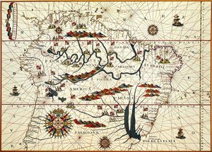 Map of South America in 1582 by American School