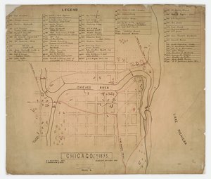 Map of Historic Houses and Sites in Chicago, Illinois, c.1835 by American School