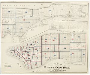 Map of the County of New York, Showing the Wards and Police Precincts, and Location of Station Houses, 1870 by American School