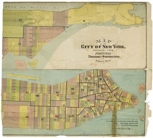 Map of the city of New York, showing its political divisions and subdivisions by American School
