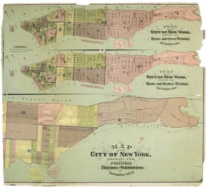 Map of the city of New York, showing its political divisions and subdivisions by American School