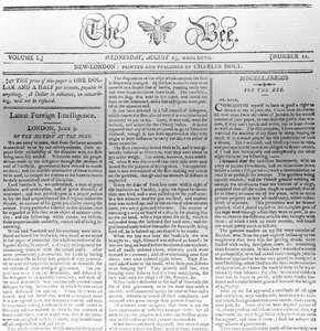 Masthead of The Bee, printed 23rd August 1797 by American School