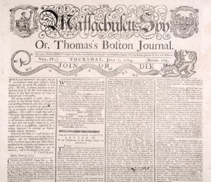 Masthead of the Massachusetts Spy 7th July 1774 by American School