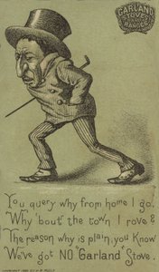 Miserable Man Walking with Cane by American School