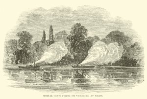 Mortar boats firing on Vicksburg at night, July 1862 by American School