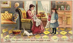 Mother Making a Dress for Her Daughter by American School