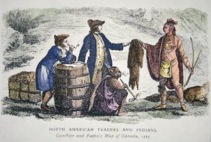 Native American trading furs by American School