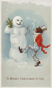 Negro and Snowman Christmas Card